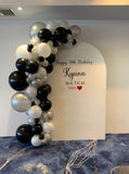 White, Black, Beige, Pink, Blue or Lilac Arch Backdrop Wall Hire with Balloon Garland #WHBD