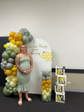White, Black, Beige, Pink, Blue or Lilac Arch Backdrop Wall Hire with Balloon Garland #WHBD