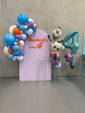 White, Black, Beige, Pink, Blue or Lilac Arch Backdrop Wall Hire with Balloon Garland #WHBD