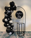 Mesh Arch White or Black or White French Window Backdrop with Balloon Garland HIRE