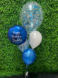 Big Confetti 40cm with 1 Foil  & 3 Std Latex Balloons Bouquet With or Without Personalisation #confettiT3foilboq