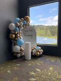 White, Black, Beige, Pink, Blue or Lilac Arch Backdrop Wall Hire with Balloon Garland #WHBD
