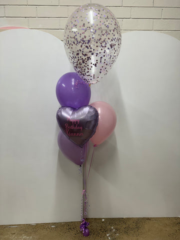 Big Confetti 40cm with 1 Foil  & 3 Std Latex Balloons Bouquet With or Without Personalisation #confettiT3foilboq