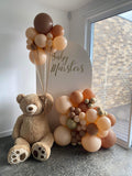 White, Black, Beige, Pink, Blue or Lilac Arch Backdrop Wall Hire with Balloon Garland #WHBD