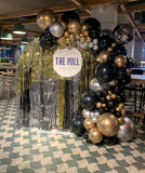 Round Mesh Wall with Organic Balloon Garland HIRE ITEM