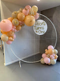 Round Mesh Wall with Organic Balloon Garland HIRE ITEM