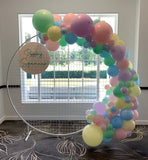 Round Mesh Wall with Organic Balloon Garland HIRE ITEM