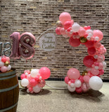 Round Mesh Wall with Organic Balloon Garland HIRE ITEM