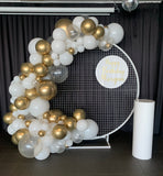 Round Mesh Wall with Organic Balloon Garland HIRE ITEM
