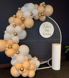 Round Mesh Wall with Organic Balloon Garland HIRE ITEM