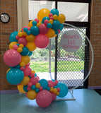 Round Mesh Wall with Organic Balloon Garland HIRE ITEM