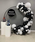 Round Mesh Wall with Organic Balloon Garland HIRE ITEM