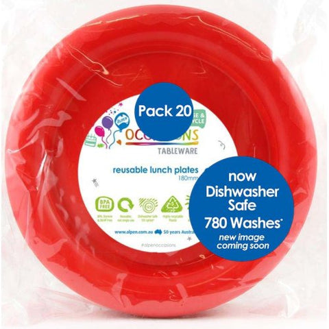 Red Reusable Lunch Plate 20 pack #381116