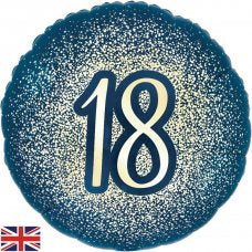 Metallic Glitter Navy Gold 18 18th Birthday 45cm 18 inch INFLATED #226423