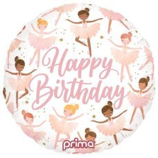 Birthday Ballerinas 46cm round foil balloon INFLATED #620212