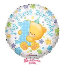 Kaleidoscope Foil 18" Blue First Birthday Bear #17934-18