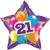21st Star Sparkling foil balloon 51cm INFLATED #61860