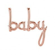 Baby Rose Gold Script Foil Balloons AIR FILLED DIY#01408