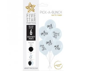 Wedding Mr & Mrs 30cm Balloons Pick-A-Bunch 6pk UNFILLED