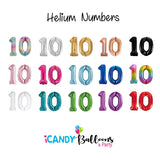 10th Birthday Giant INFLATED Helium Balloon Numbers -22 colours to choose from