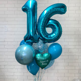16th Birthday Giant Double Number Birthday Wish with Personalised Balloon Bouquet 23 Colours to choose from
