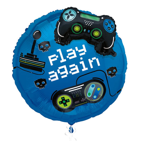 GAMER GAMING BALLOON KIT 2 FOIL BALLOONS CREATES 1 JUMBO 3D BALLOON 63.5CM 25" #18289