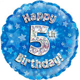 5th Birthday Foil Blue Balloon Oaktree INFLATED #227857