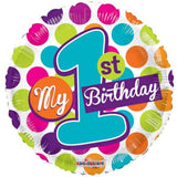 My 1st Birthday Foil Balloon 18" 46cm INFLATED #10132