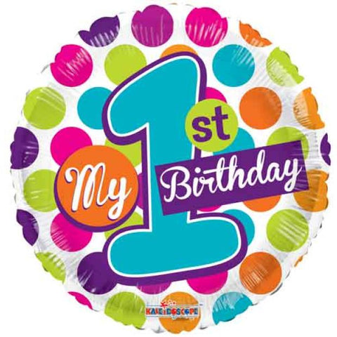 My 1st Birthday Foil Balloon 18" 46cm INFLATED #10132