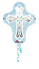 Christening Cross Blue Supershape #25024