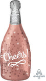 Champagne Bottle Rose Gold Cheers Foil Junior Shape Balloon#40484