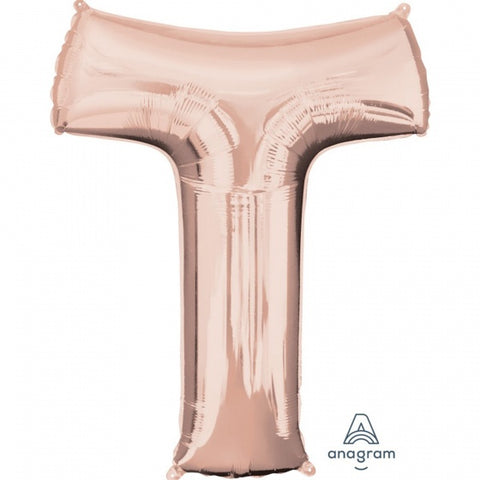 Giant Letter Balloon T Rose Gold 86cm #36583