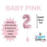 Giant INFLATED Light Pink Number 2 Foil 86cm Balloons #213762