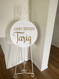 Easel  and Disc with  Balloon Garland HIRE Price from