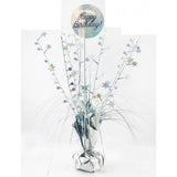 Happy Birthday Holographic Silver Centrepiece 165gm #207300