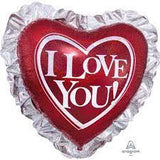 I Love You Heart Ruffle Foil Balloon 71cm INFLATED #20820