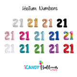 21st Giant INFLATED Helium Number Balloons 22 Colours