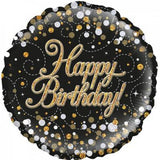 Black & Gold Birthday Sparkling Fizz Round 45cm #227215