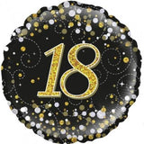 Foil 45cm Sparkling Black and Gold Fizz 18th #227239