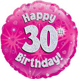 Happy 30th Birthday Pink Holographic Foil 45cm #227710