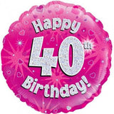 Happy 40th Birthday Pink Holographic Foil 45cm #227727