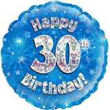 Happy 30th Birthday Blue Holographic Foil 45cm #228007