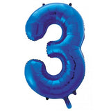 3rd Birthday Giant INFLATED Helium Numbers -Choose from 22 colours