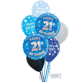 21st Birthday Blue Black Silver Dazzler Bouquet #21BD04