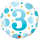 Age 3rd Blue Dots Foil 45cm (18") INFLATED #23096