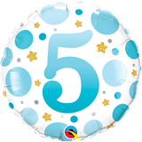 5th Blue Dots Foil Balloon 45cm (18") INFLATED #23117
