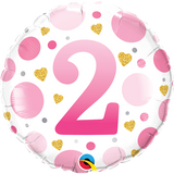 2nd Pink DotsFoil 45cm (18") Age INFLATED #23121
