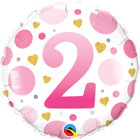 2nd Pink DotsFoil 45cm (18") Age INFLATED #23121
