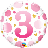 Foil 45cm (18") Age 3rd Pink Dots