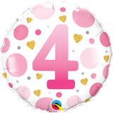 Foil 45cm (18") Age 4th Pink Dots #23126